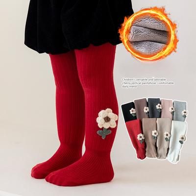 Winter Fleece Baby Leggings Girls Thick Warm Flower Princess Pantyhose for Kids Cozy Soft New Year Christmas Infants Chid Tights