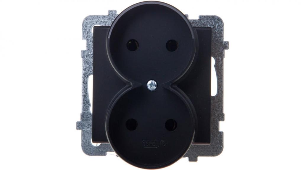 Sonata Double Socket B/U Black Metallic Gp-2Rr//33