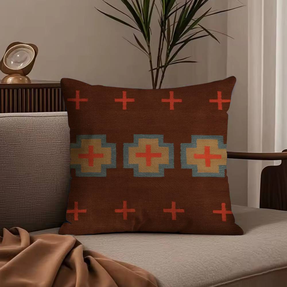 Turkish Kilim Navaho Vintage Pillow Case Anti-dustmite Pillowcase Invisible Zipper Silky Short Plush Sofa Cushion Cover