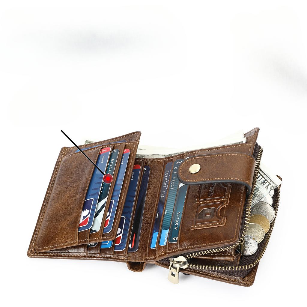 Vintage RFID Genuine Leather Men's Wallet Cowhide Multifunctional Money Clip Premium Feeling Genuine Leather Clutch Bag Tide