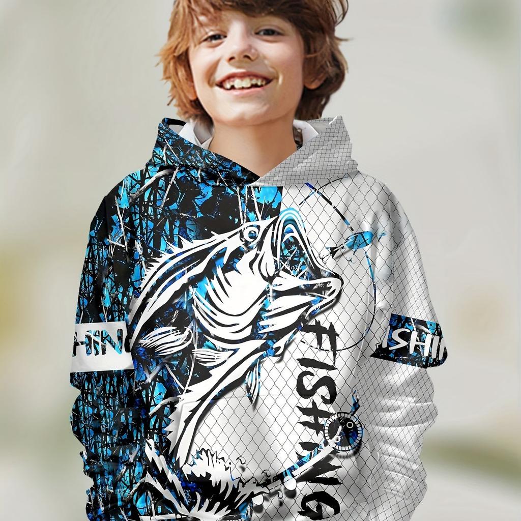 Spring Kids Clothes Boys Hoodies Long Sleeve Creative 3D Fish Print Children Clothes Casual Stylish Outdoor Girl Clothing