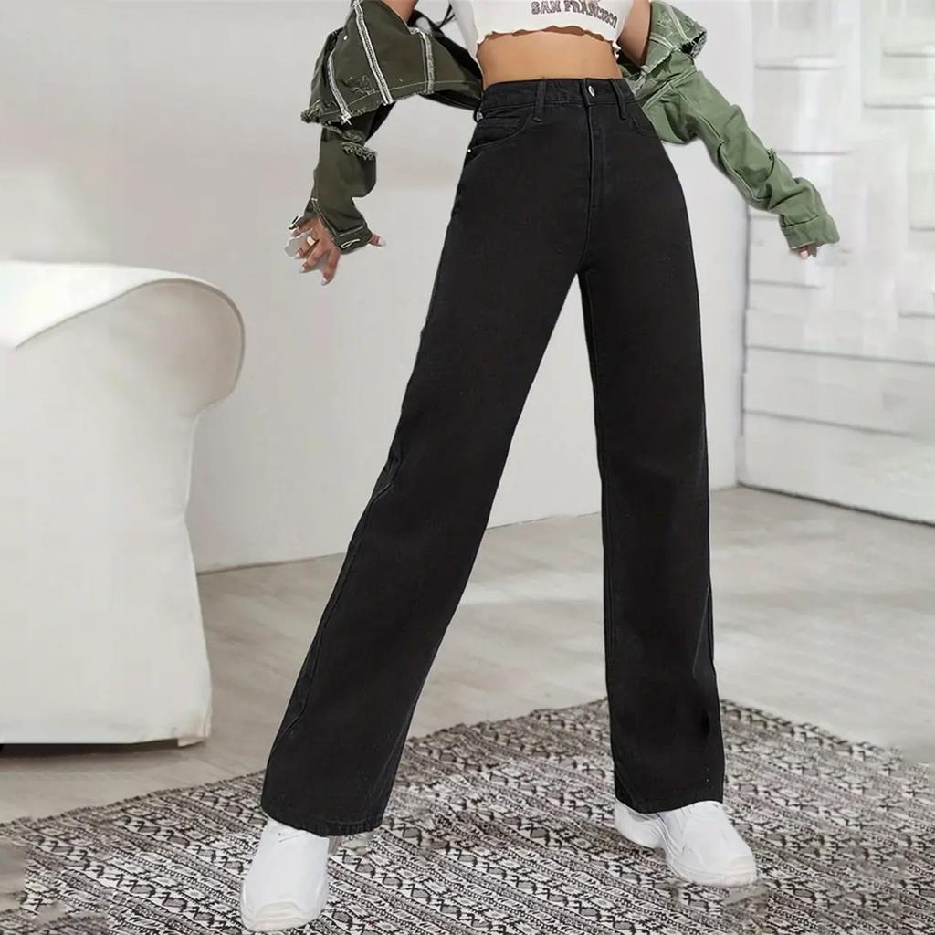 Women's Denim Classic Versatile High Waist Fashionable Trousers
