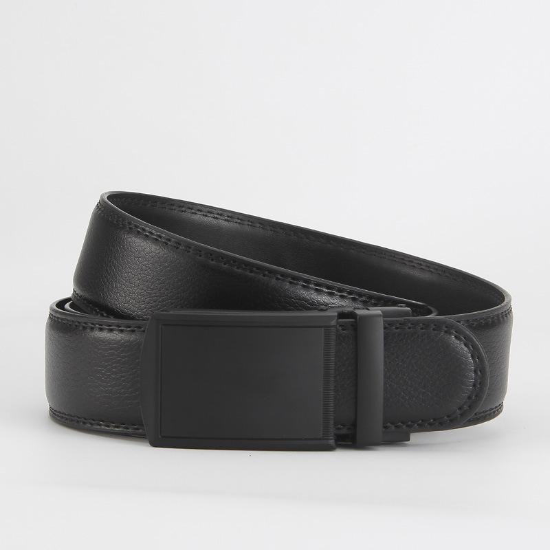 Dolly Road, Reverse Buckle Belt 3.5 Automatic Buckle Two-Layer Cowhide Belt, Men'S Leisure Belt