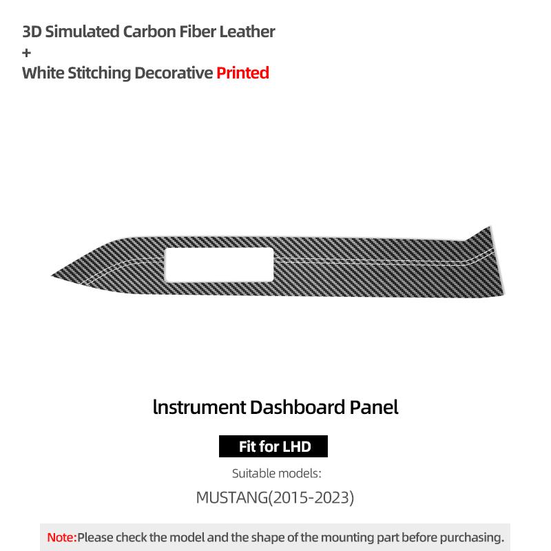 

For Ford Mustang 2015-2026 Made of Alcantara Co-pilot Dashboard Panel Instrument Trim Sticker Car Interior Tuning Accessories