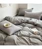 Set Biancheria da Letto Solido in Cotone con Lenzuolo Copripiumino Federa per Cuscino Singolo Matrimoniale King Queen Matrimoniale Twin