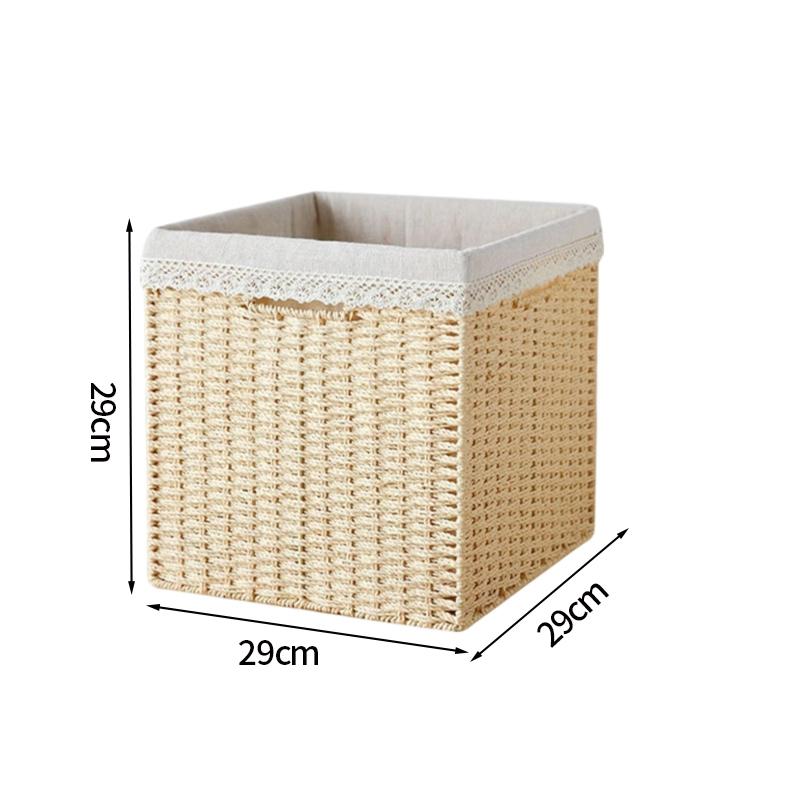 Imitation Wicker Storage Basket Large Hand Woven Storage Box For Bathroom Kitchen Drawer Clothes Sundries Storage Organizer