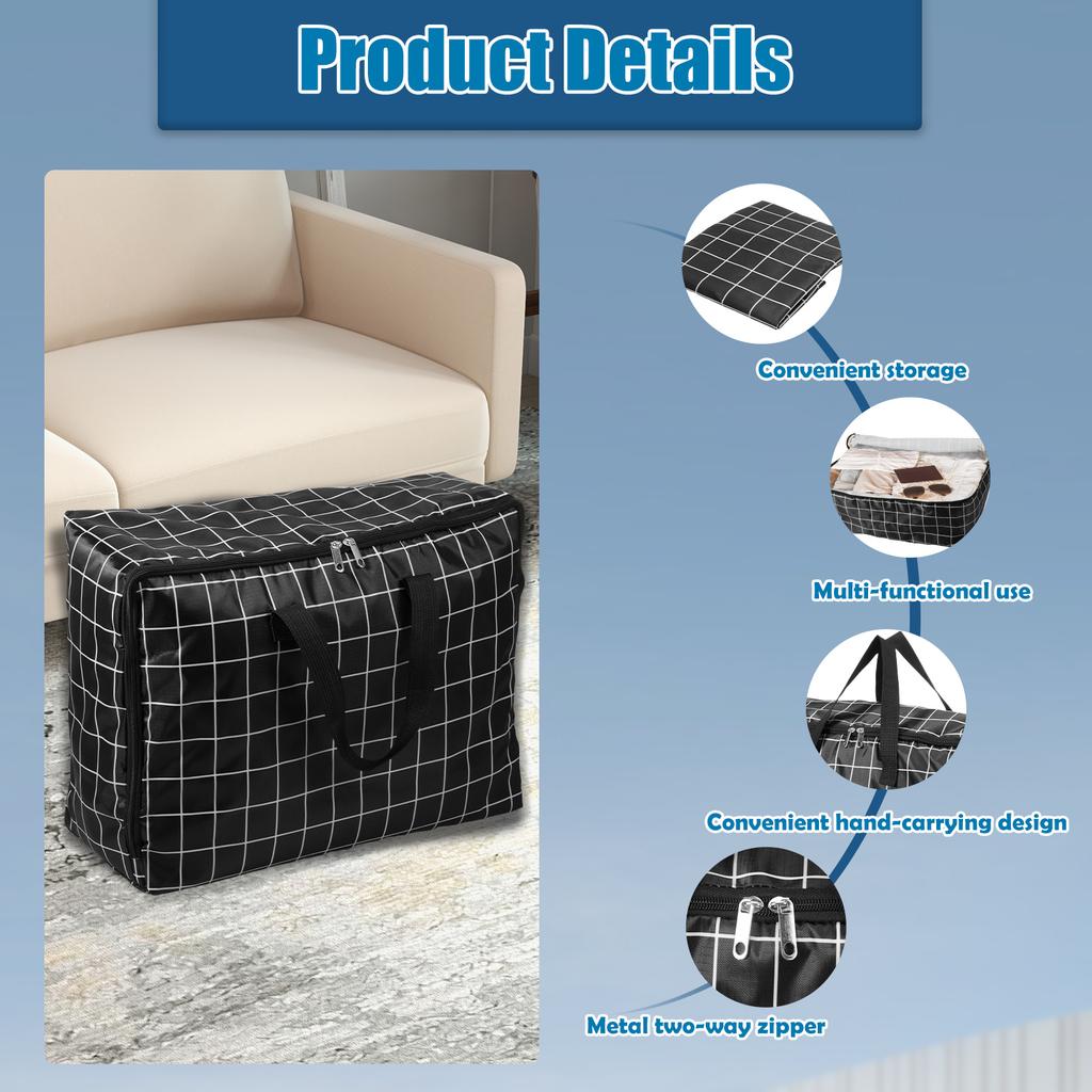 35L Duvet Storage Bag Oxford Cloth Waterproof Moving Storage Bag with Strong Handles and Zipper Large Capacity Clothes Organizer