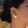 Big Heart Love Stud Earrings for Women, Stainless Steel Matt Metal Waterproof Fashion Gold Plated Charm Gift
