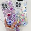 Suitable for IPhone16E Flower and Grass Phone Case Bracelet, Apple 15promax Glitter Lens Film Electroplated Case