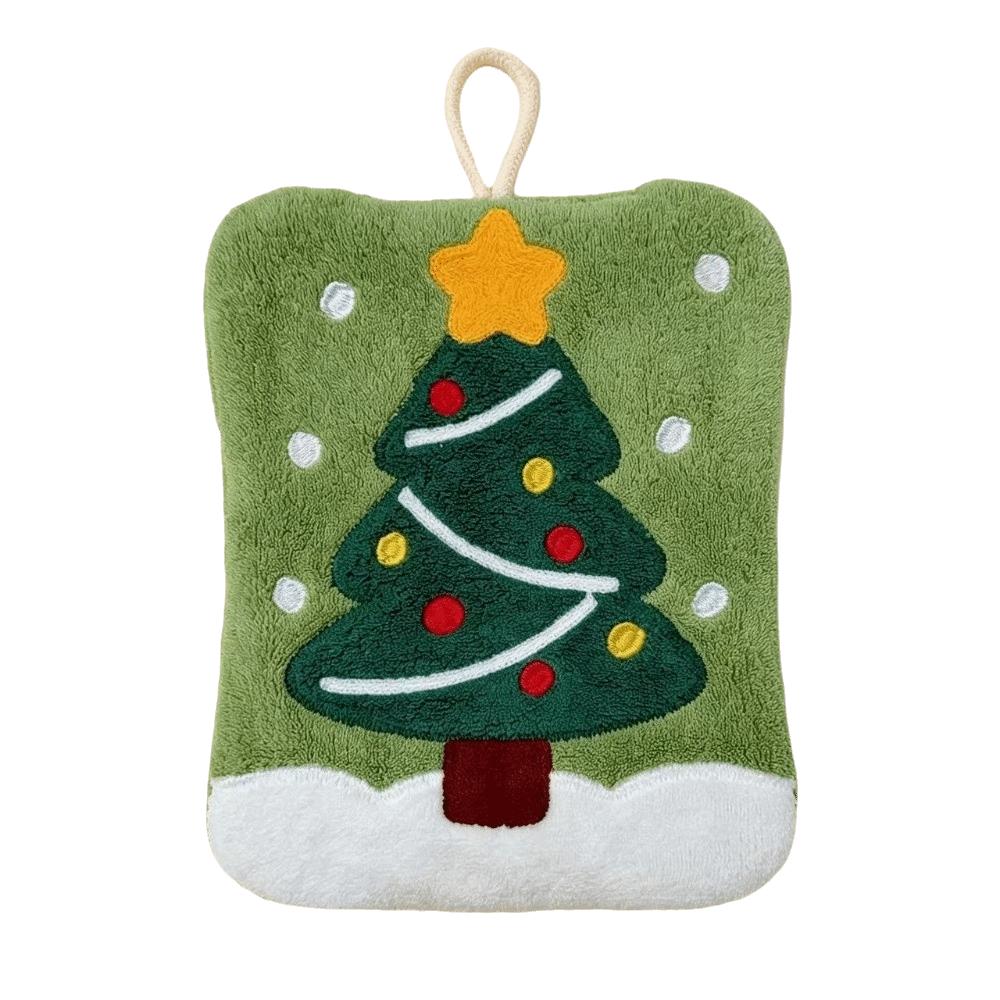 Water Absorption Christmas Hand Towels Coral Fleece Cleaning Dishcloths Xmas Decor