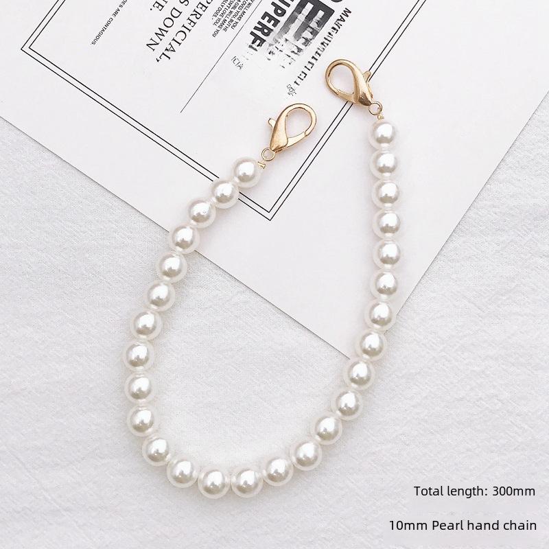 Capa de celular com corrente de pérolas faça você mesmo para mulheres da moda com pingente de cristal antiqueda