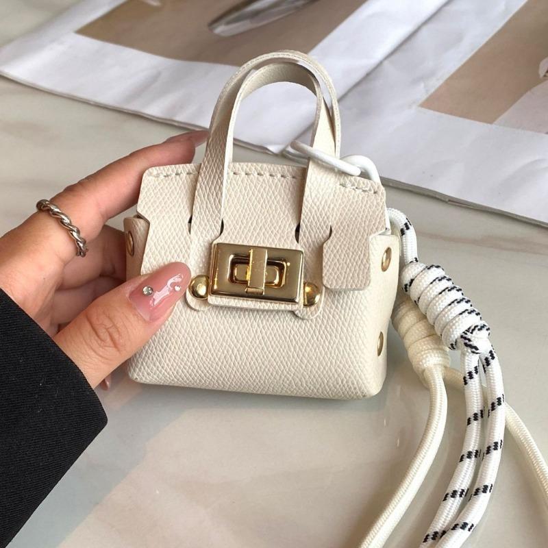 Mini Coin Purse Bag Pendant Cute Square Handbag Earphe PU Leather Creative Car Key Chain Pendant Decorati Multi-functial