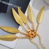 Women Ancient Hanfu Thai Dance Party Headdress Leaf Headwear Hair Clip Umbrella Hair Jewelry Bride Wedding Accessories