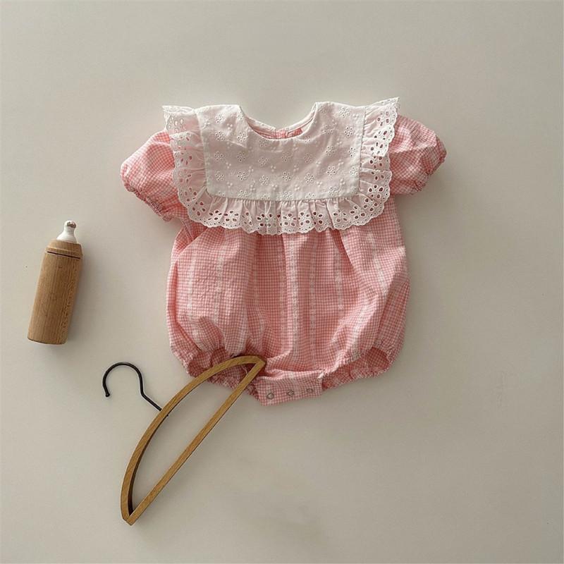 

Милый кружевной комбинезон для маленьких девочек, хлопковый комбинезон с короткими рукавами, одежда для младенцев 66