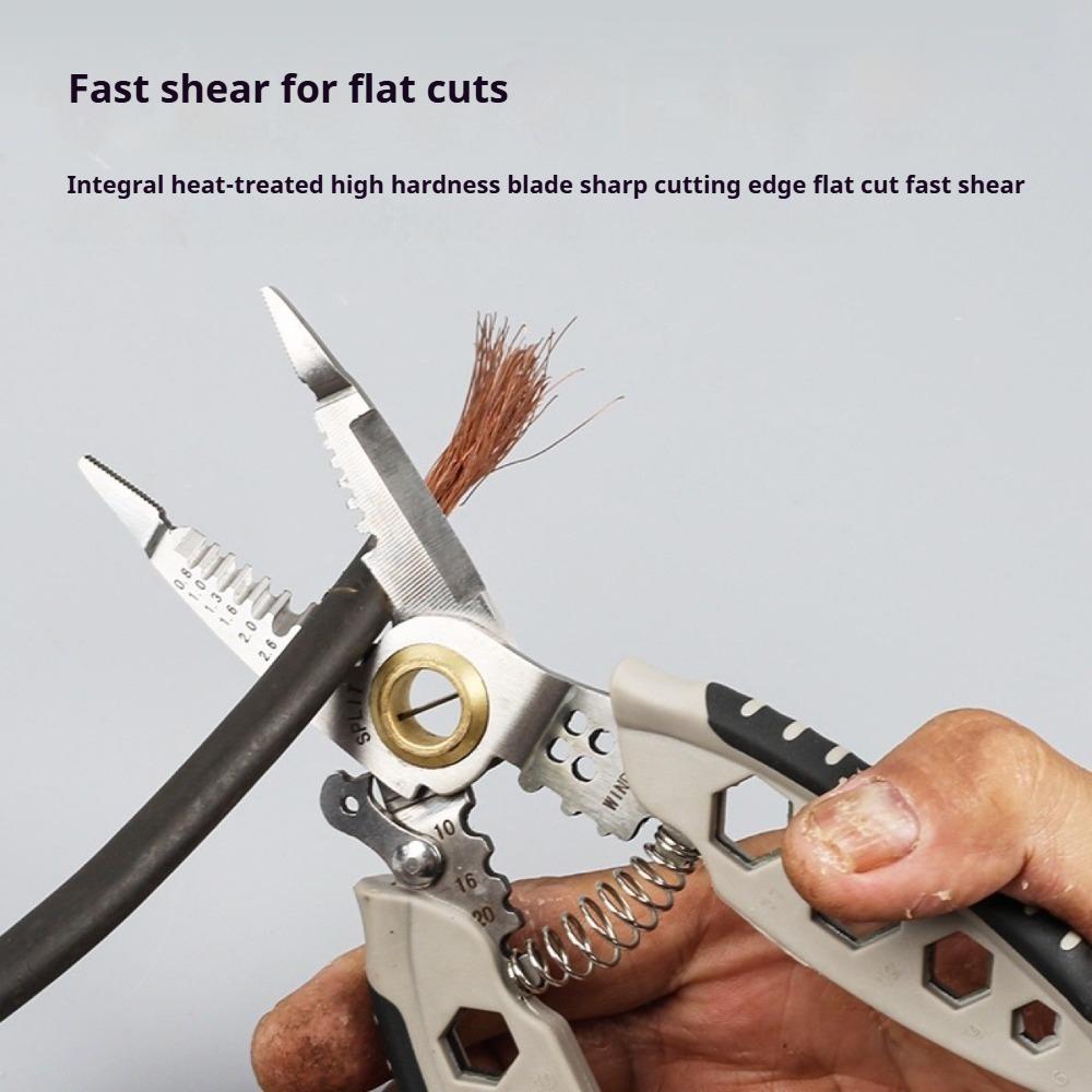 Multi-Function Wire Stripper 7-Inch Electrician's Tool Wire Cutter, Puller, Crimper, Twister