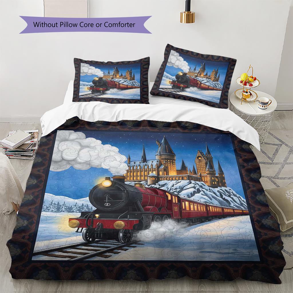 Juego de Ropa de Cama con Estampado de Dibujos Animados Colcha Funda de Colcha Funda de Almohada Decoración del Hogar Regalo de Cumpleaños (1 * funda nórdica + 2 * fundas de almohada, sin núcleo)