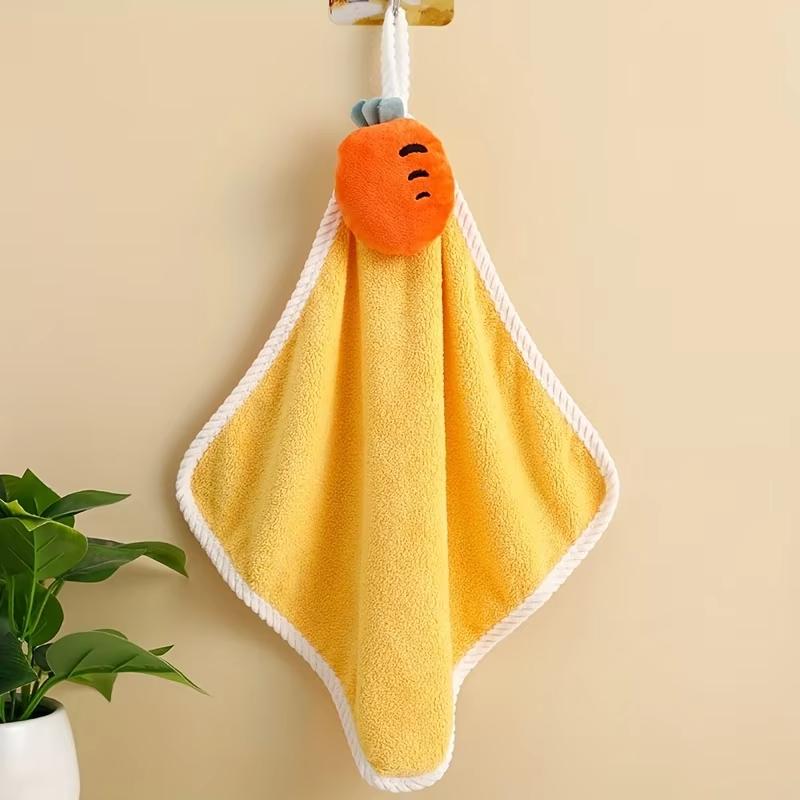 

1/4PCS Cute Hand Towels for Kids Baby Microfiber Fingertip Towels Super Absorbent Hand Towels for Infant, Suitable For Bathroom оранжевый