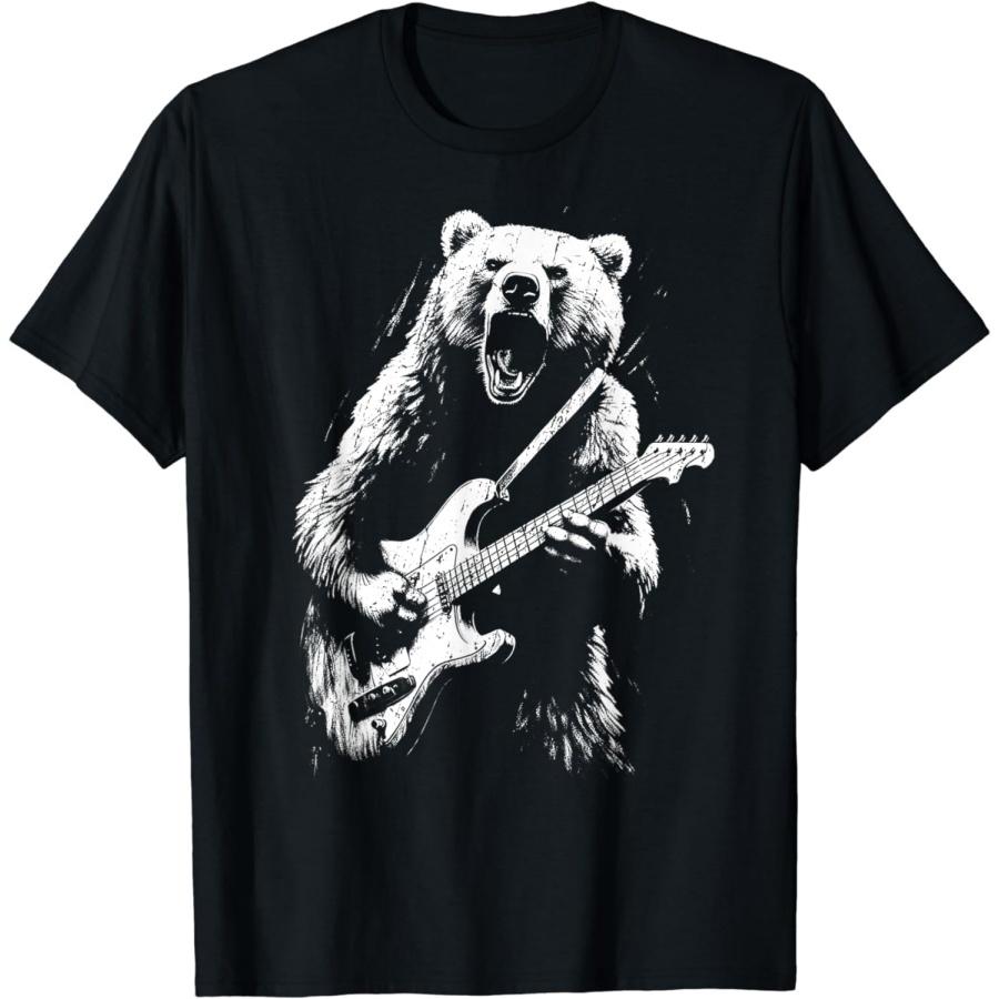 LUjiu Rock Bear Playing Guitar Funny Guitar Bear Music T-Shirt XXXXXL разноцветный