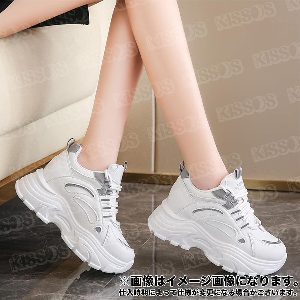 KISSOS Platform Sneakers with Perfect for and Outdoor Activities Size Women's Heels, Sports, Walking, Running, (Gray, 24.0cm (38))