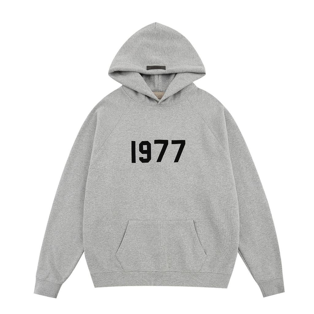 ESSENTIALS FOG 1977 Unisex Hoodie - Flocked Velvet, Loose Fit, Autumn/Winter Trend