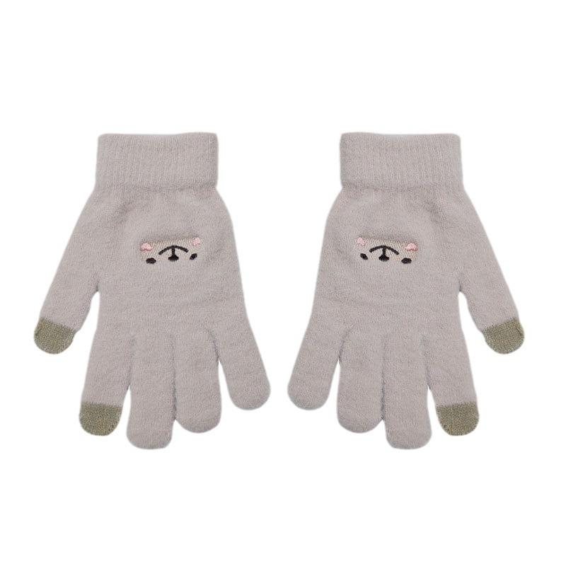 Cartoon smiley face gloves girl sweet and cute winter cold-proof velvet thickened student gloves gloves