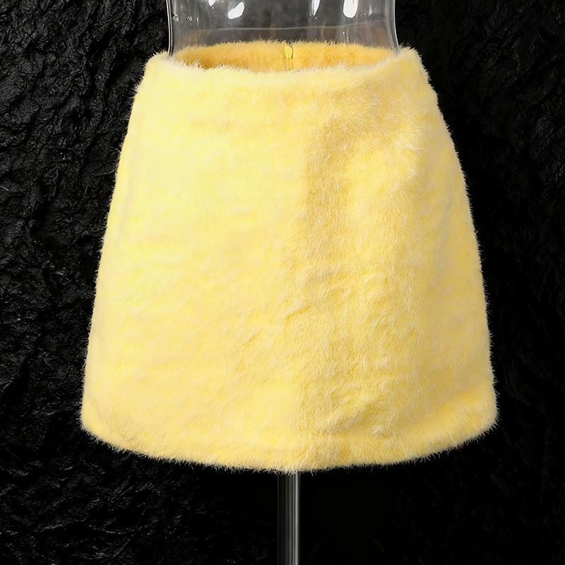Simple High-end Fashion Suit Long-sleeved Lapel Woolen Windbreaker Coat + Short Skirt Women