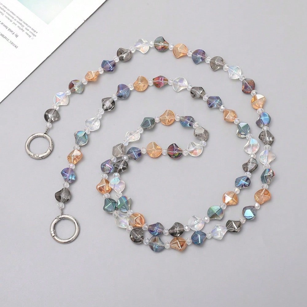 Personalized Round Messenger Chain Handmade Beaded Love Mobile Phone Lanyard Pendant Single Shoulder Strap Bag Chain