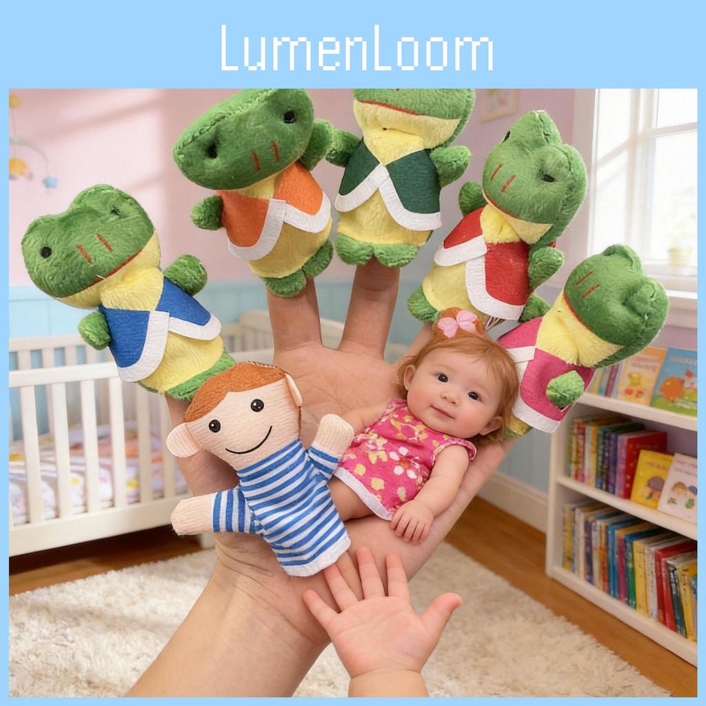 Plush Frog And Child Finger Puppets Set For Baby Comfort And Play