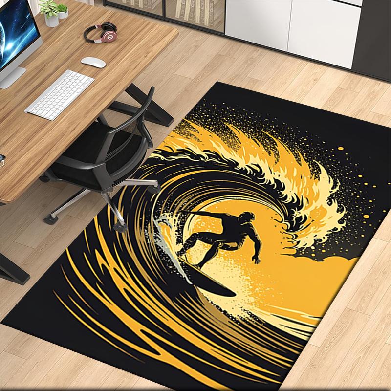 surf Printed Carpet, for Office Chair Living Room Bedroom Kitchen Room Decor Gifts.