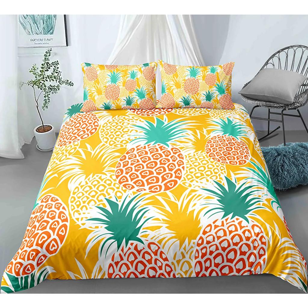Fruit Pineapple Duvet Cover Yellow Tropical Fruit Plants Theme For Children Boys Girls Teens For Bedroom Decoration Queen King