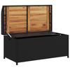 Storage Bench Black 100x50x52 Cm Poly Rattan Acacia Wood