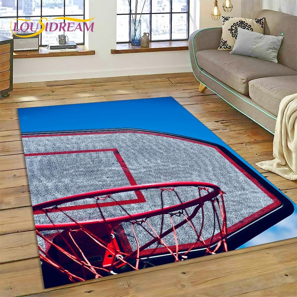 Poslední kreslený kobereček s rámem na basketbalové hřiště Koberec do obývacího pokoje Ložnice Domácí dekorace, Protiskluzová dekorace na Pohovku Dárky
