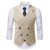 Vintage British Style Double-breasted Men's Suit Vests Wedding Business Party Slim Fit Sleeveless Tuxedo Waistcoat Mens Clothing