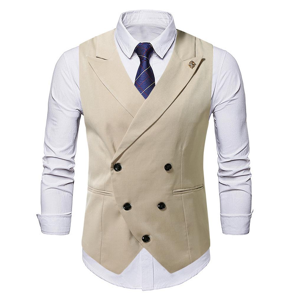 Vintage British Style Double-breasted Men's Suit Vests Wedding Business Party Slim Fit Sleeveless Tuxedo Waistcoat Mens Clothing