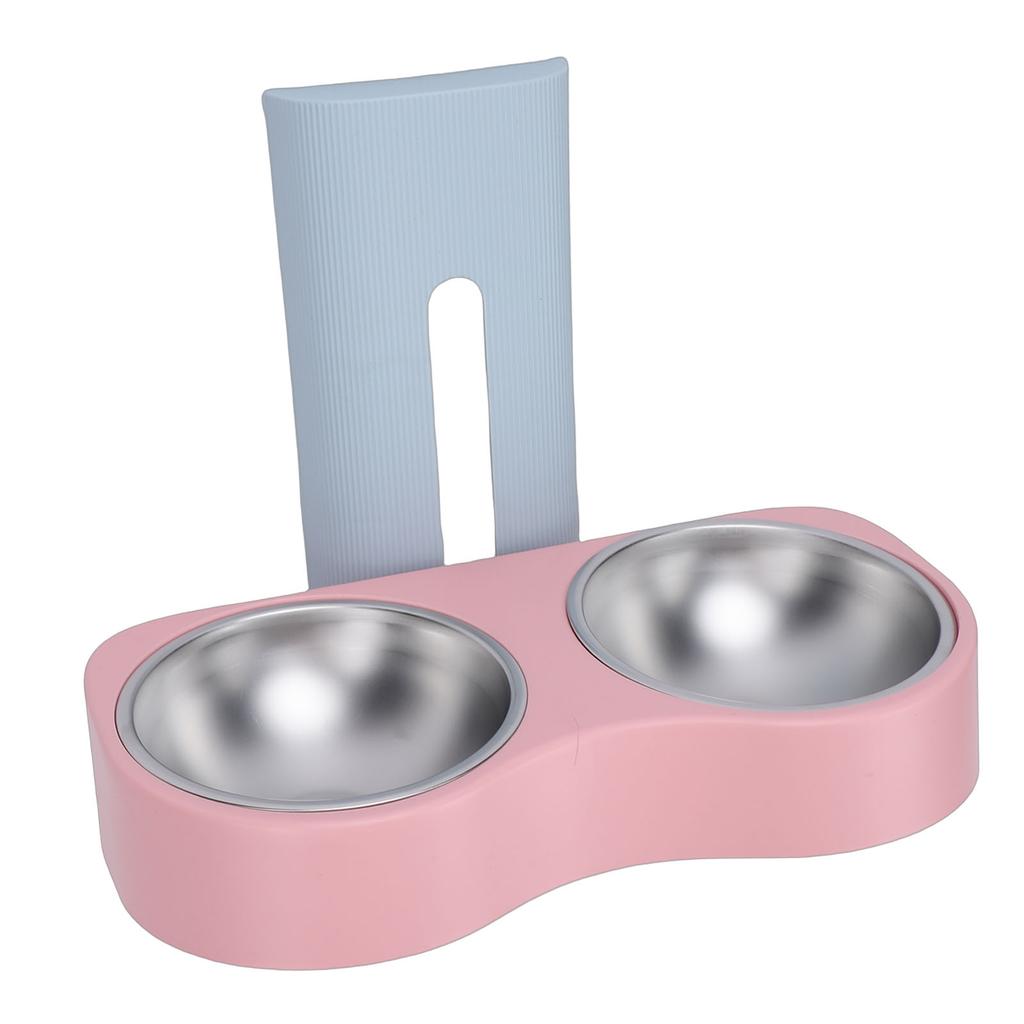 Wall Mounted Pet Feeding Bowl Stainless Steel Height Double Bowls Wall Pet Dish Feeding Station
