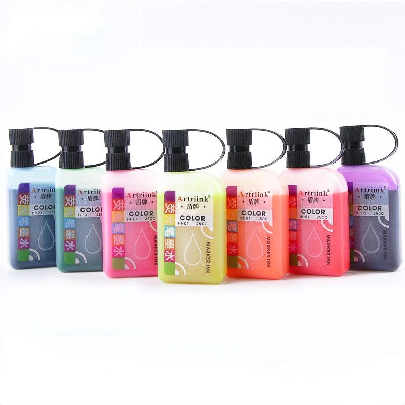 

7color Highlighter Ink Vintage Morandi Color Water-based Refill Handbook Dip Pen Drawing Markers Pigments