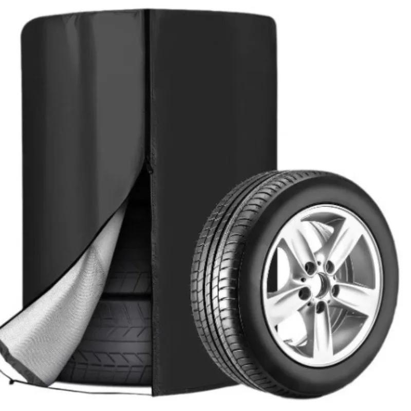 Dual-Sided Tire Storage Cover with Waterproof Zipper - 210D Waterproof, Dirt-Resistant for Indoor & Outdoor