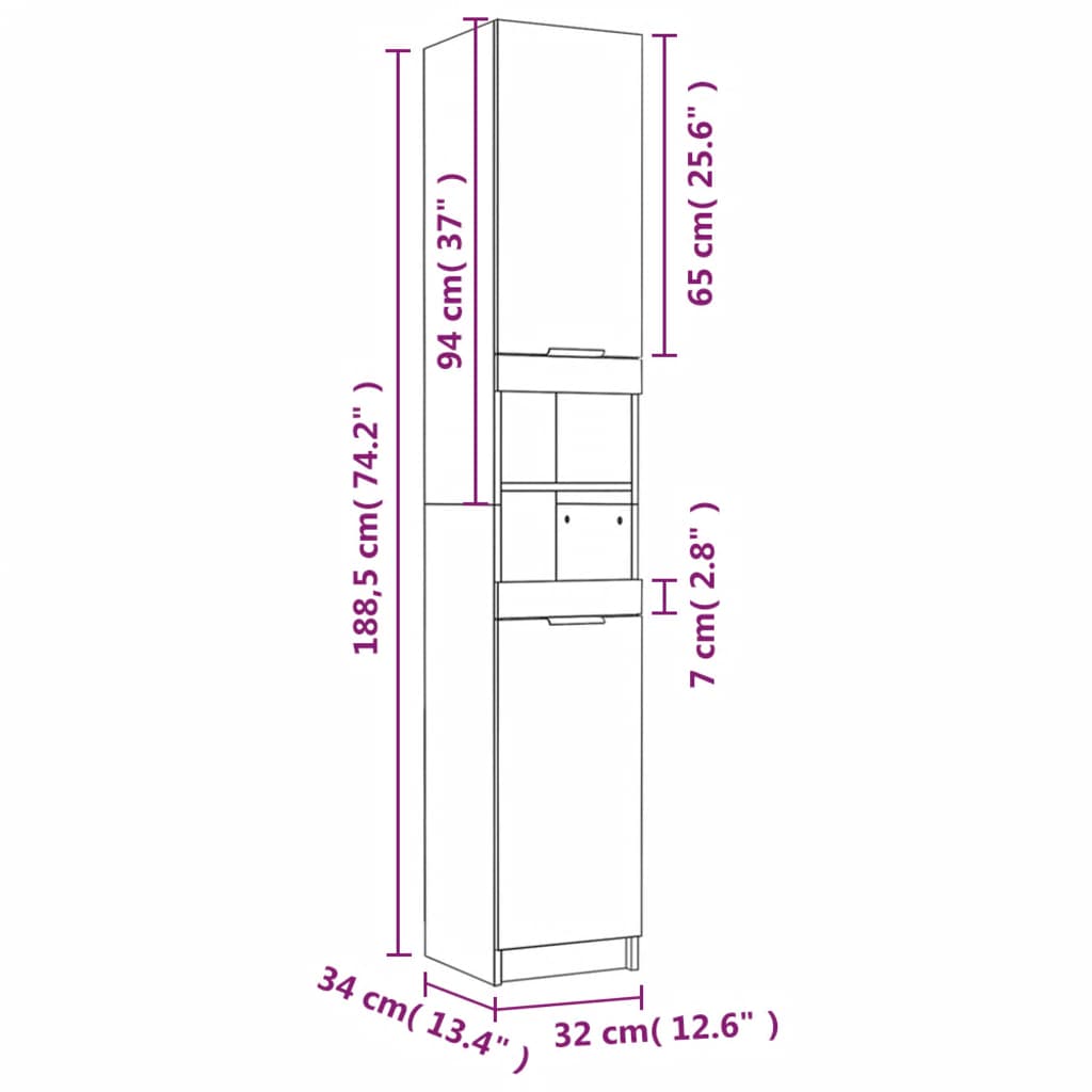4 Piece Bathroom Furniture Set Grey Sonoma Particleboard