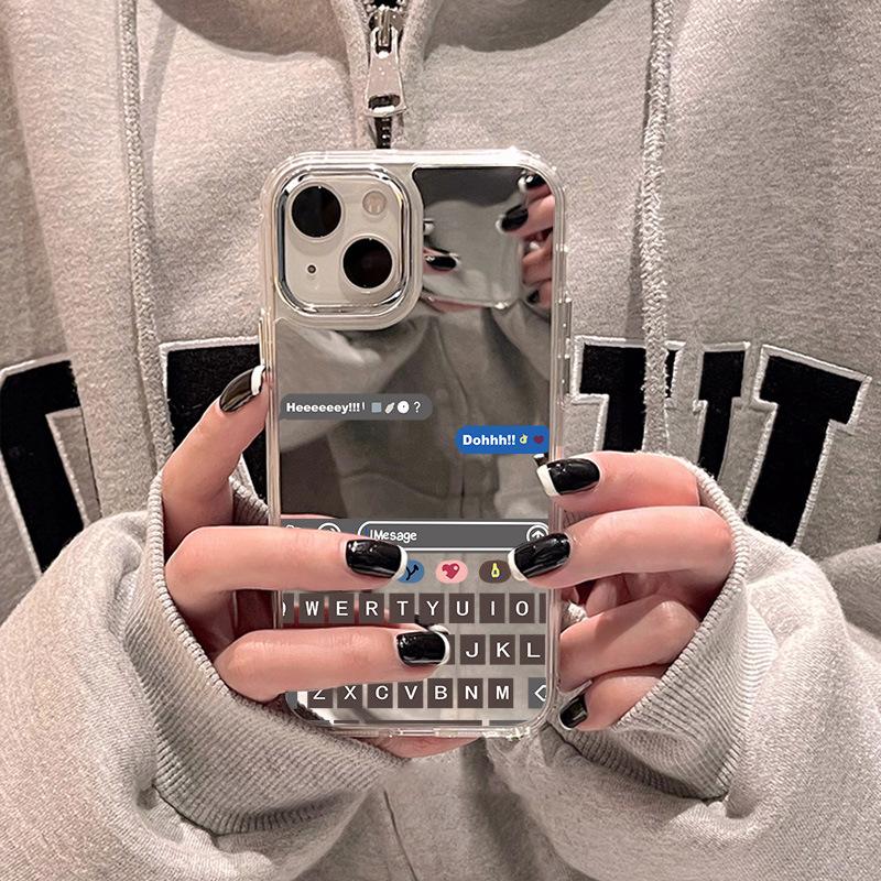 ins style personality applies to iPhone17promax mobile phone case 13 niche 14/15 Apple 16 all-inclusive makeup mirror