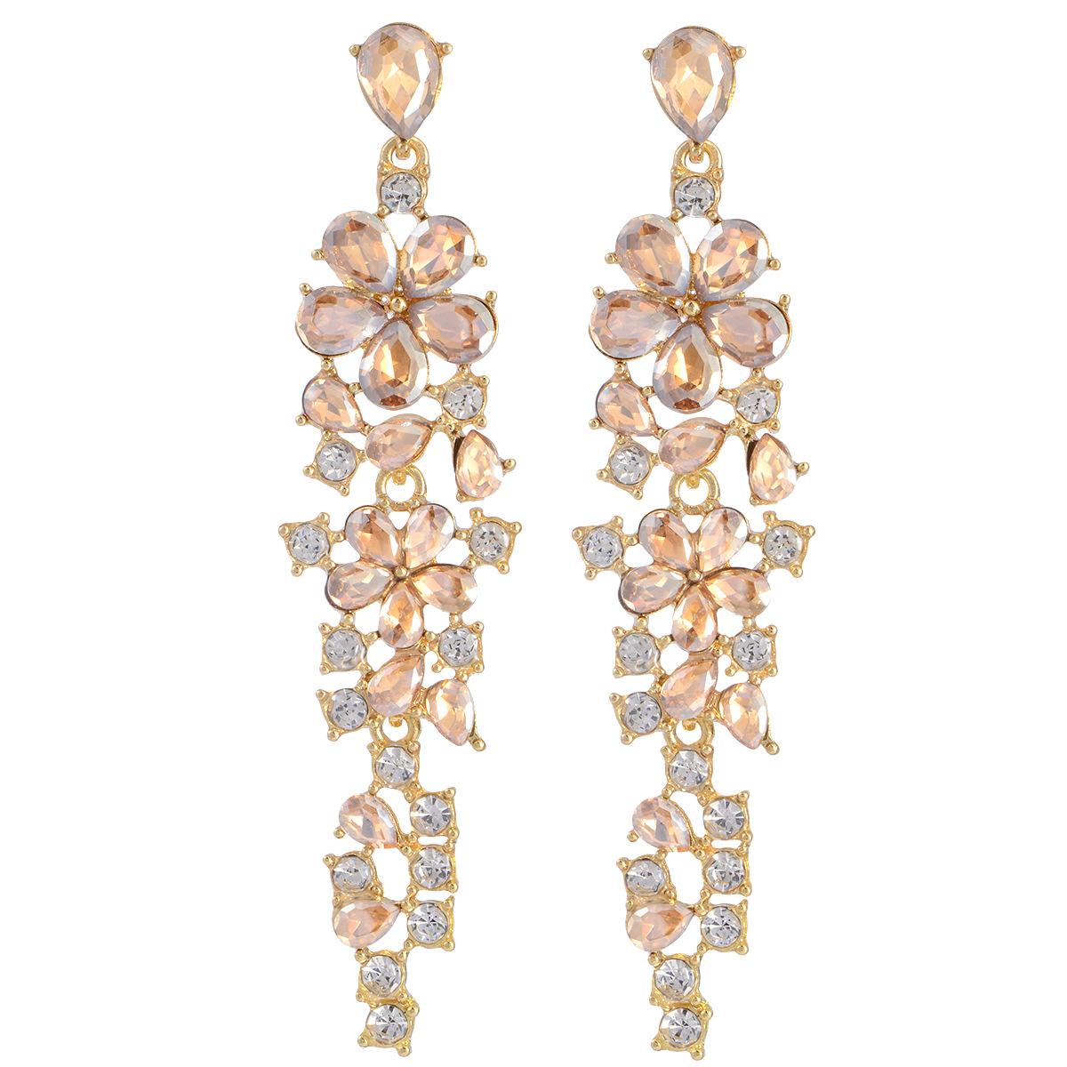 Tassel Flower Earrings Long Colorful Zircon Elegant Prosperous Tassel Earrings Women s Heavy Industry Earrings шампанского