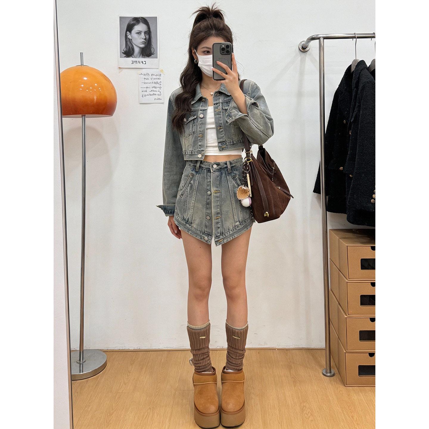 

American Retro Denim Jacket & High-Waisted Shorts Set - 2026 Spring Collection L
