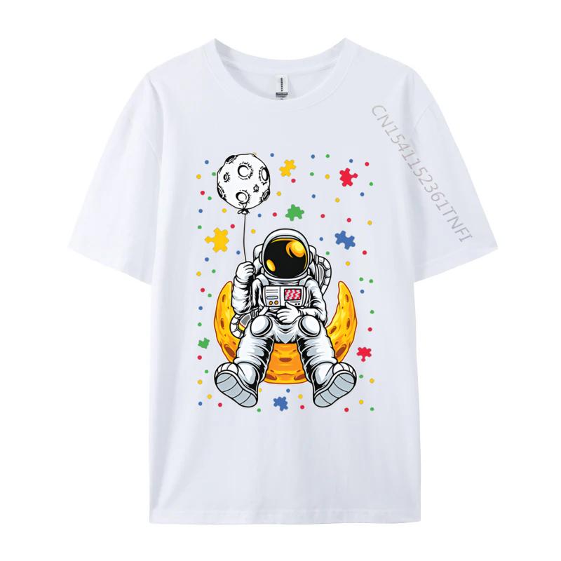 Astronaut Planet Balloon Puzzle Tshirts Fashion Casual Novelty Tee Graphic Adults Tshirts Tees Tops Harajuku