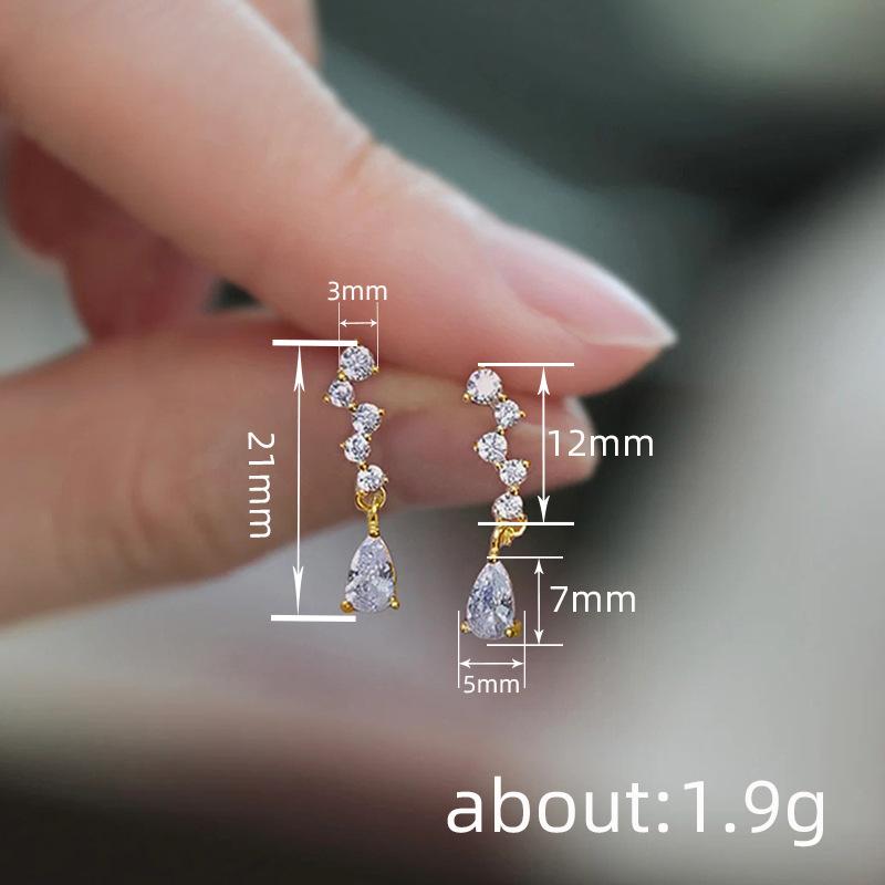 Simple And Exquisite Earrings For Women, Inlaid With Zircon Yellow And Gold Earrings, Fashionable Daily Wear