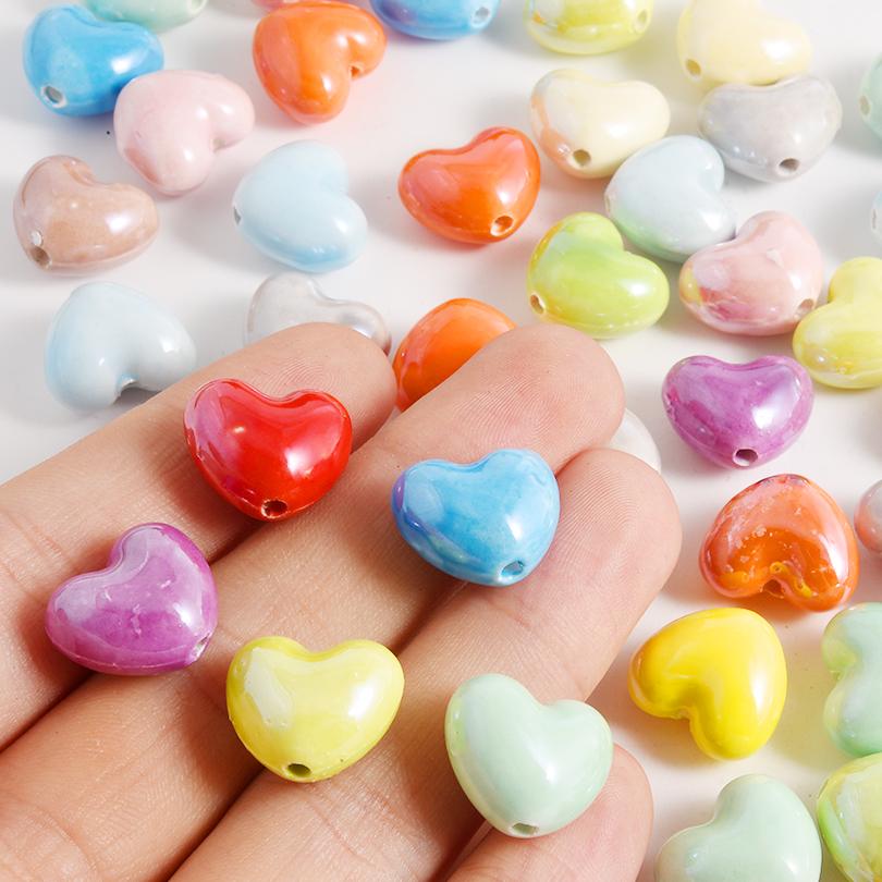 10/20/50pcs Colorful Ceramic Charm Loose Beads 3D Pumpkin Hearts Star Halo Dyeing Beading For DIY Necklace Bracelet Accessories