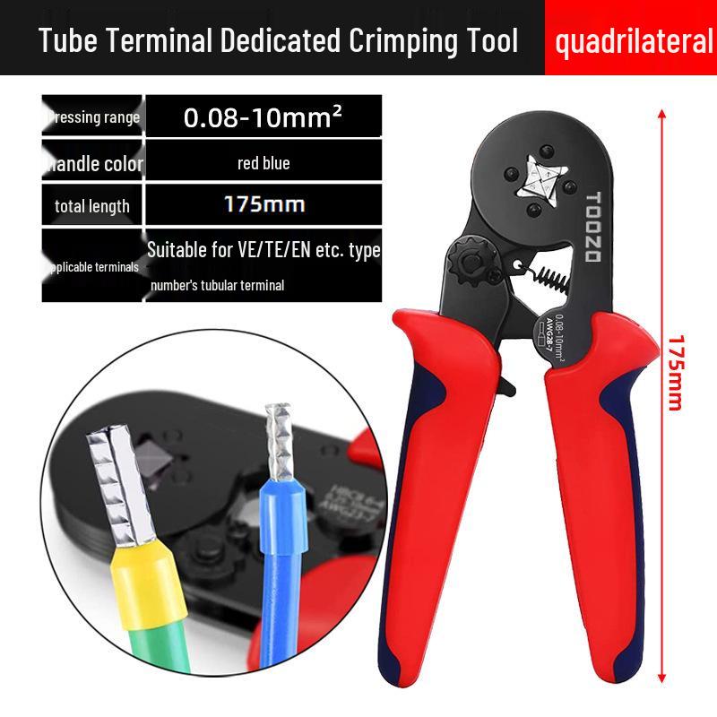 Electrician's Tube and Pin Terminal Crimping Pliers with Cold-Pressed Wire Functionality