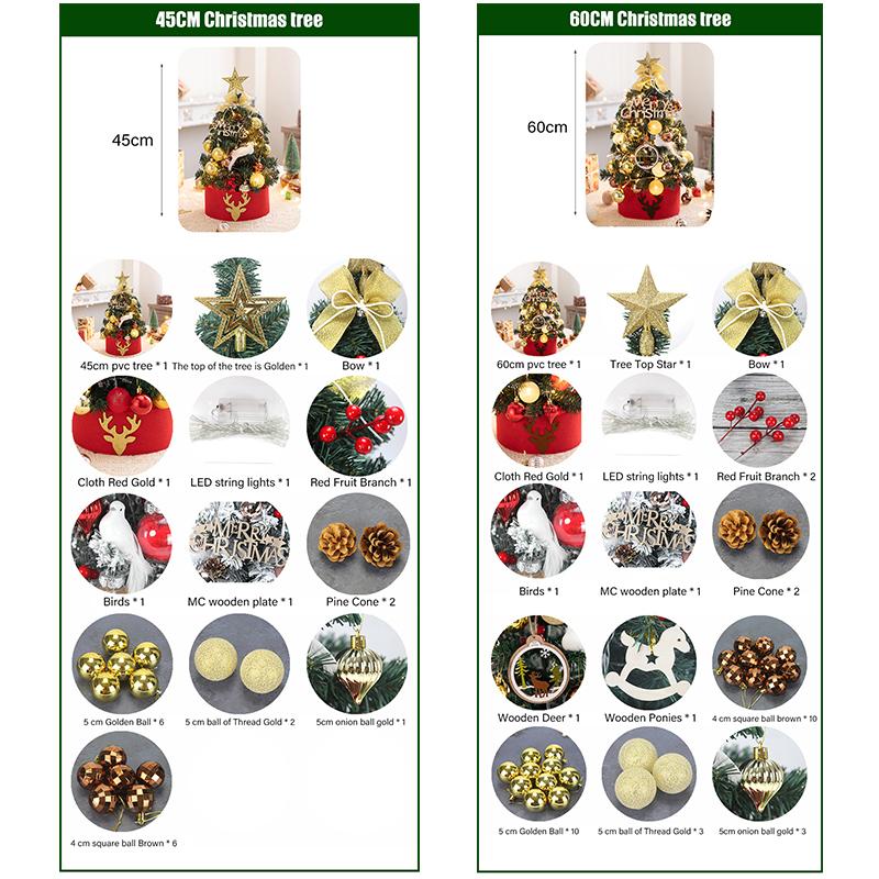 2022 New 45/60cm Merry Christmas Tree For Home Desktop Decoration Cristmas Ornament Xmas Navidad Gifts Led New Year Tree