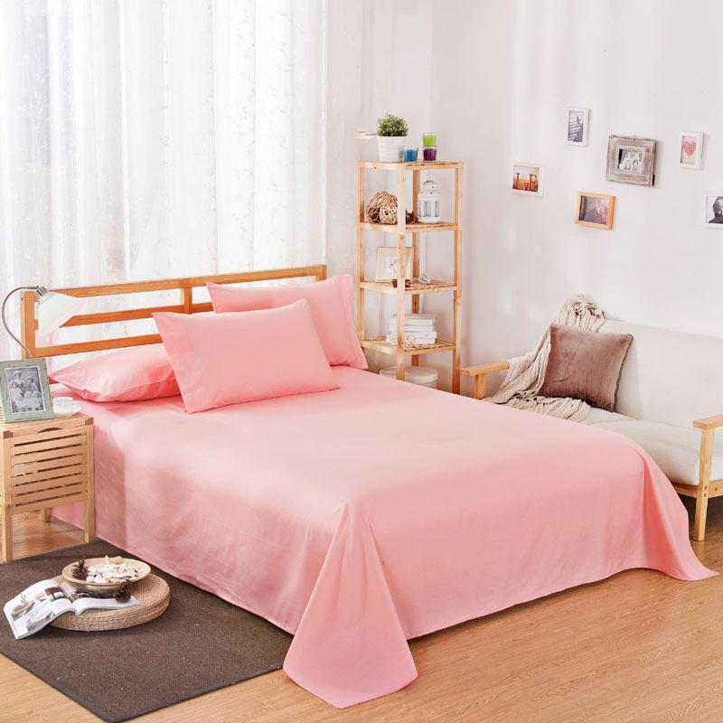Bed Sheet Solid Color Wrinkle Free Bed Linen Hotel Household Coverlet