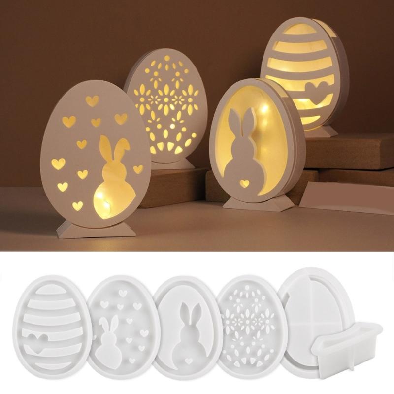 Easter Eggs and Rabbit Lantern Silicone Molds Table Decorative Ornament Mold for Crafting Ornament and Home Decors