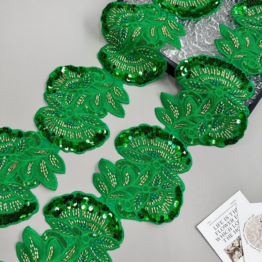 Heavy Industry Multi-Color Mesh Yarn Bead Sequin Embroidery Flower Patch Lace Decoration Ethnic Style Dress Clothing Cloth Sticker