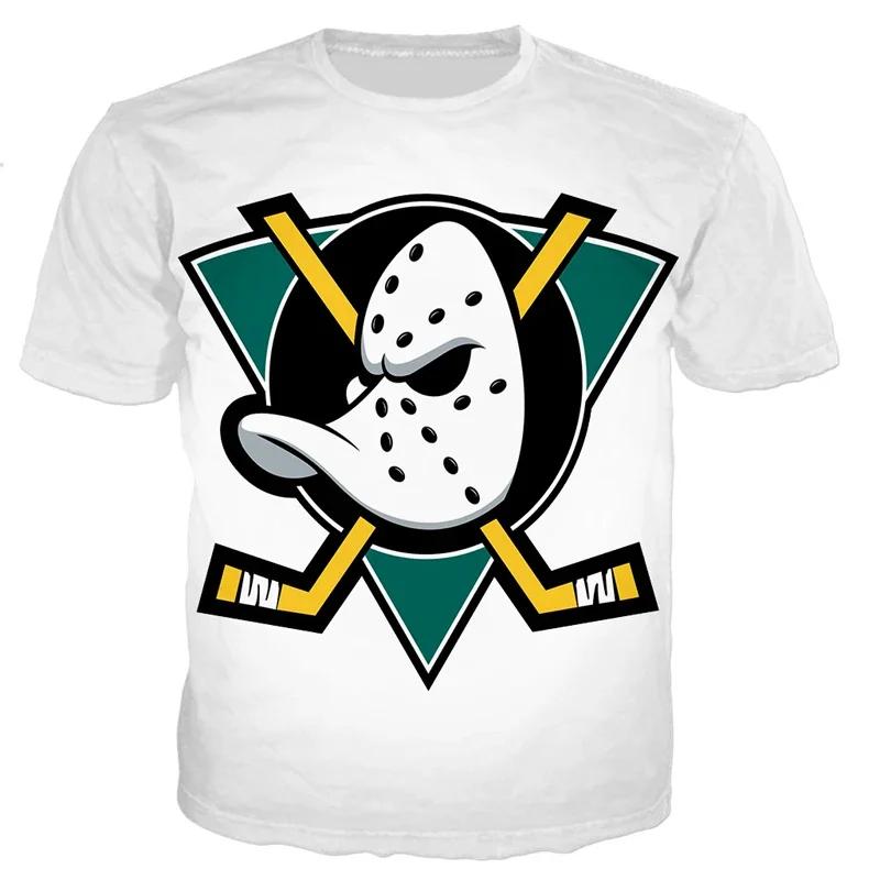 Sports Mighty Duck Helmet Print Short-sleeved T-shirt Half-sleeved Summer Casual Oversized T-shirt Men's Top Cute Shirt Hip Hop